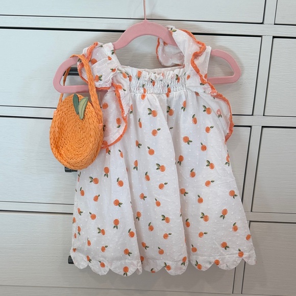 Rachel Zoe White and Orange Kids Casual Dress - Picture 1 of 3